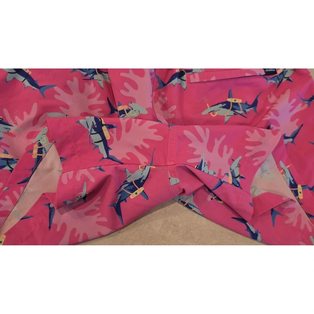 Chubbies Mens Pink Scuba Sharks Swim Trunks XL preppy coastal Beachy vacation